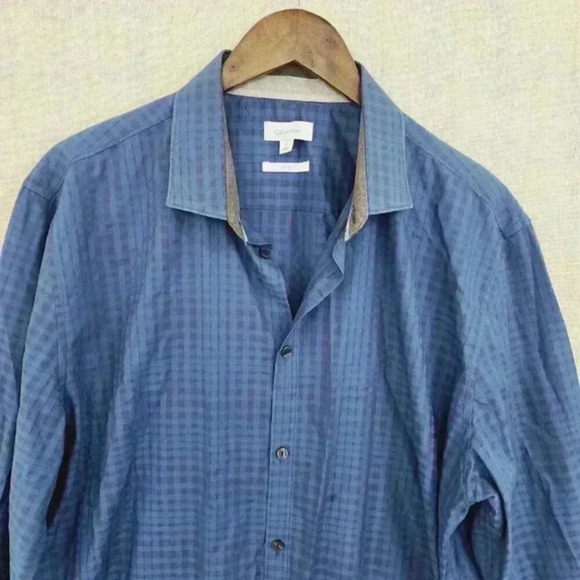 Calvin Klein Slim fit Men's XL Button down Long sleeve Dress shirt Patterned 562 - Picture 3 of 7